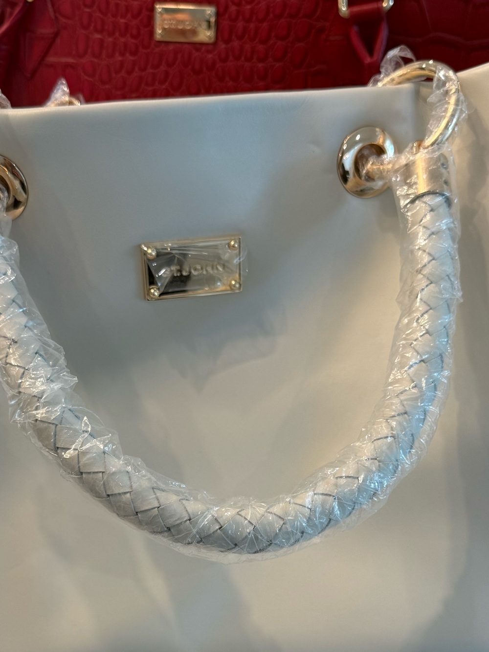 Women's Cream Braided-Handle Tote Bag by St. John